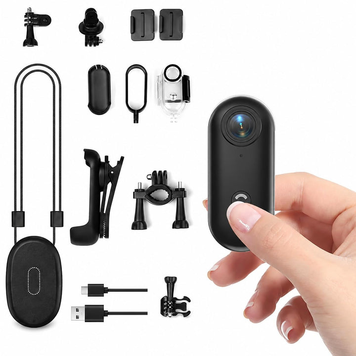 Zeerkeer Mini Thumb Action Kamera 120° Weitwinkelobjektiv 1080P Mini-Körperkamera mit magnetischem T