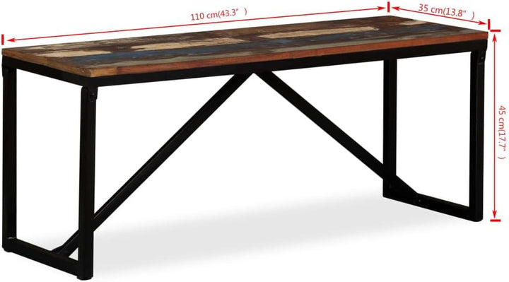 vidaXL Sitzbank Altholz Vintage 110x35x45cm Holzbank Wartebank Flurbank Bank Mehrfarbig 110 x 35 x 4