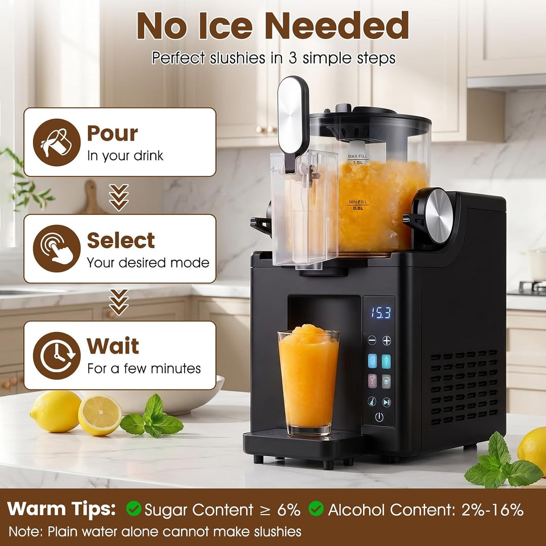 FANTASK Slush Maschine 1,5L | Slusheis Eismaschine mit LED Touch, 4 Modi, Selbstreinigung, für Slush