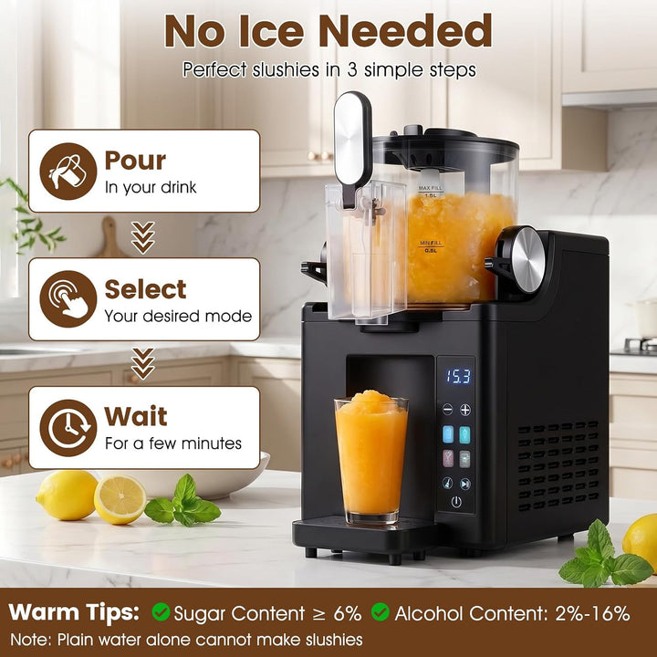 FANTASK Slush Maschine 1,5L | Slusheis Eismaschine mit LED Touch, 4 Modi, Selbstreinigung, für Slush