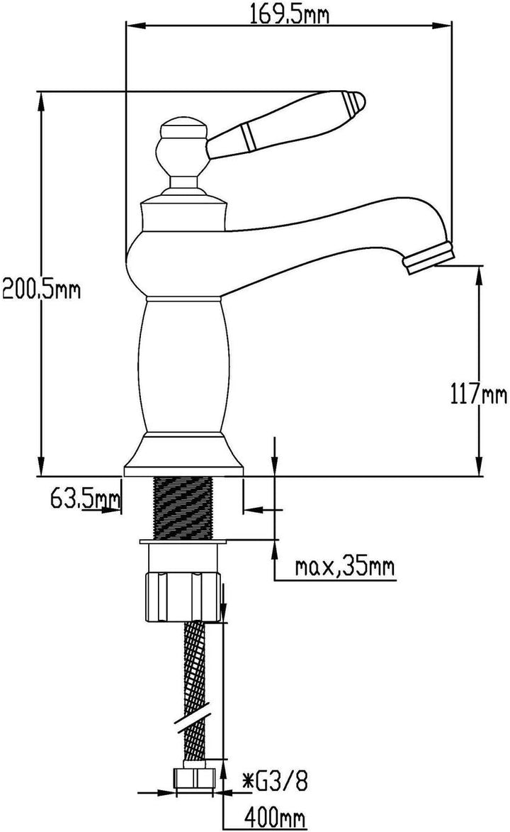 DP Grifería gs11076 Mischbatterie für Waschbecken, silber