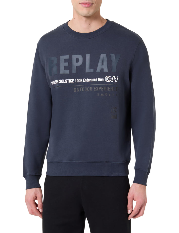 Replay Herren Sweatshirt mit Logo ohne Kapuze M 087 Navy, M 087 Navy
