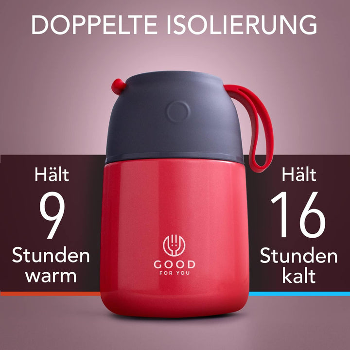 GOOD FOR YOU - Isolierter Lebensmittelbehälter – 530 ml Edelstahlbehälter für warme und kalte Mahlze