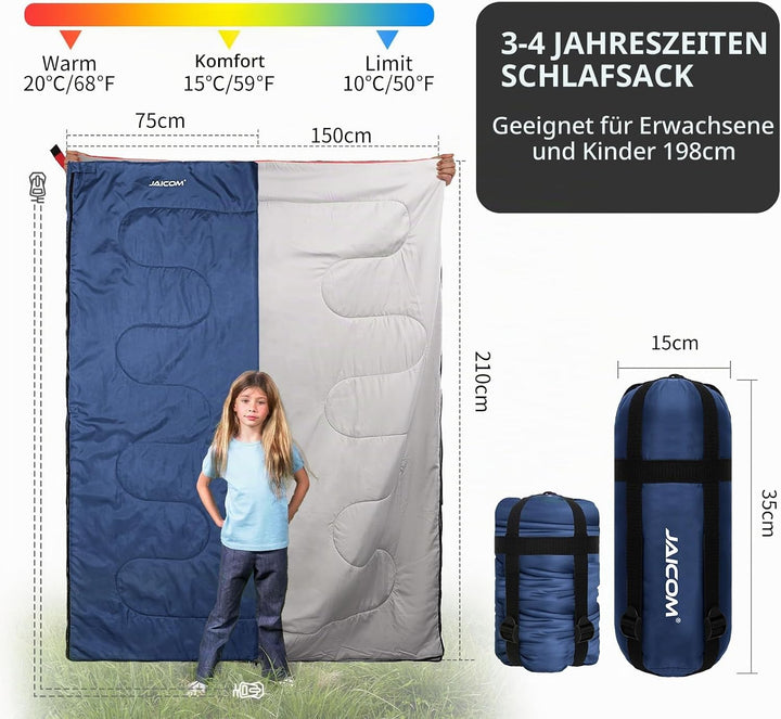 JAICOM Schlafsack - Kleines Packmass Deckenschlafsack, Sommerschlafsack 800g | Leicht &amp; Dünn Schlafs