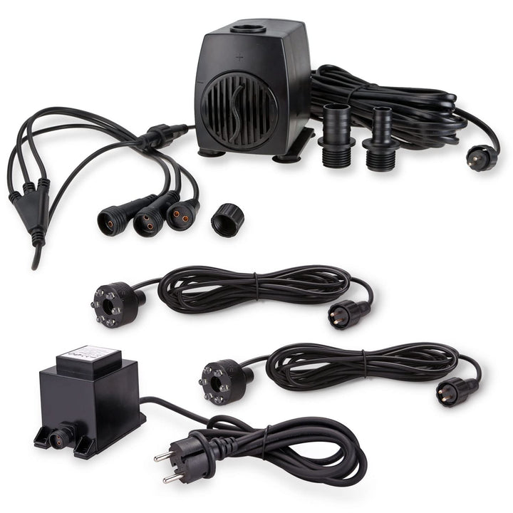 CLGarden Springbrunnen Pumpe SP2 Springbrunnenpumpe mit 2X LED Ring Beleuchtung