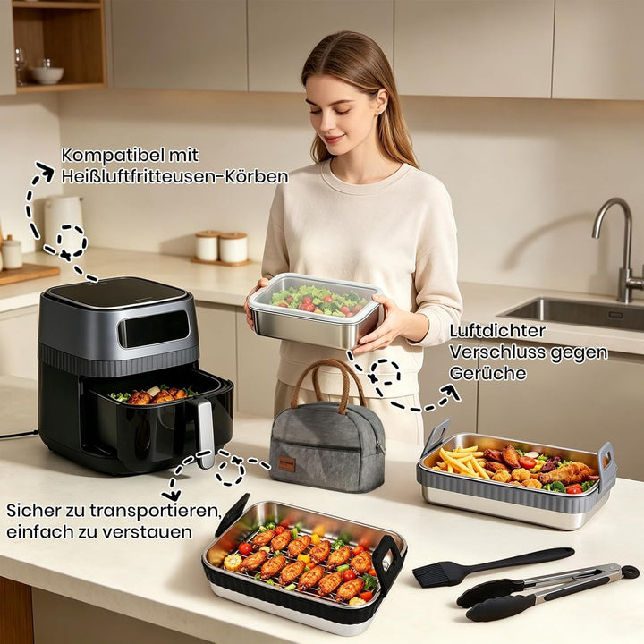Airfryer Zubehör Set für Ninja AF400EU/AF451EU/AF500EU/DZ400EU, 10-tlg Heissluftfritteuse Zubehör Se