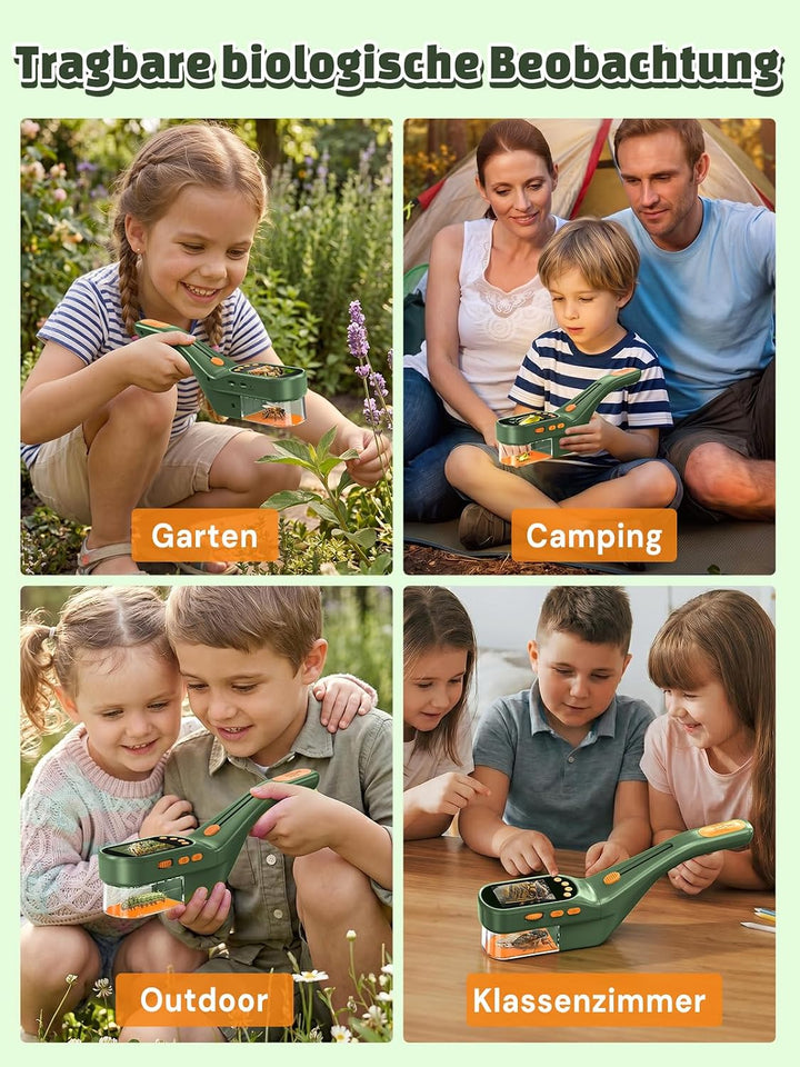 Acoath Mikroskop für Kinder, Insektenfänger Entdeckerset, 2,4-Zoll-Bildschirm, Fotografieren erlaubt