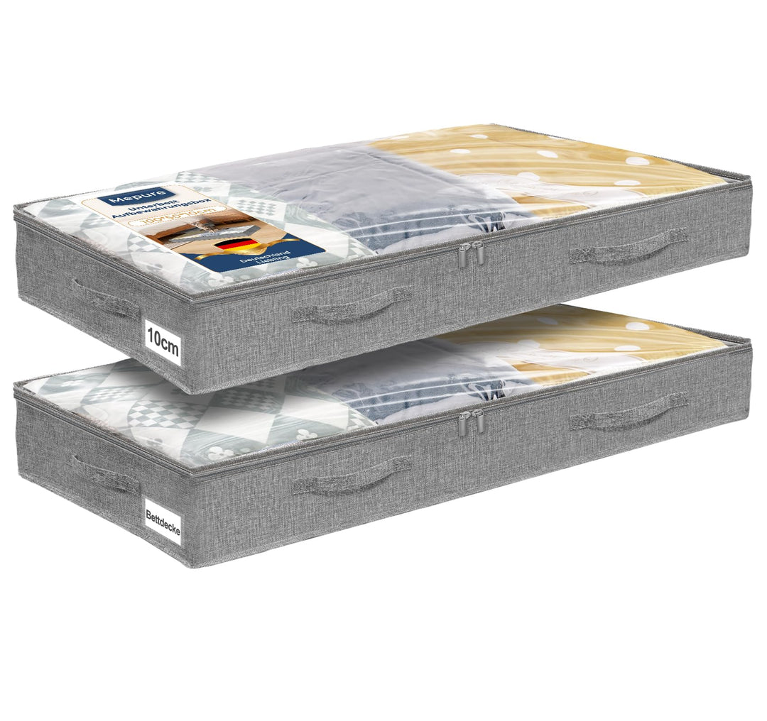 mepure Ultraflache Unterbett Aufbewahrungsbox 100×50×10 cm – Faltbare Unterbettkommode mit Klarsicht