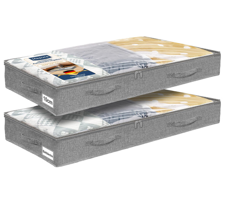 mepure Ultraflache Unterbett Aufbewahrungsbox 100×50×10 cm – Faltbare Unterbettkommode mit Klarsicht