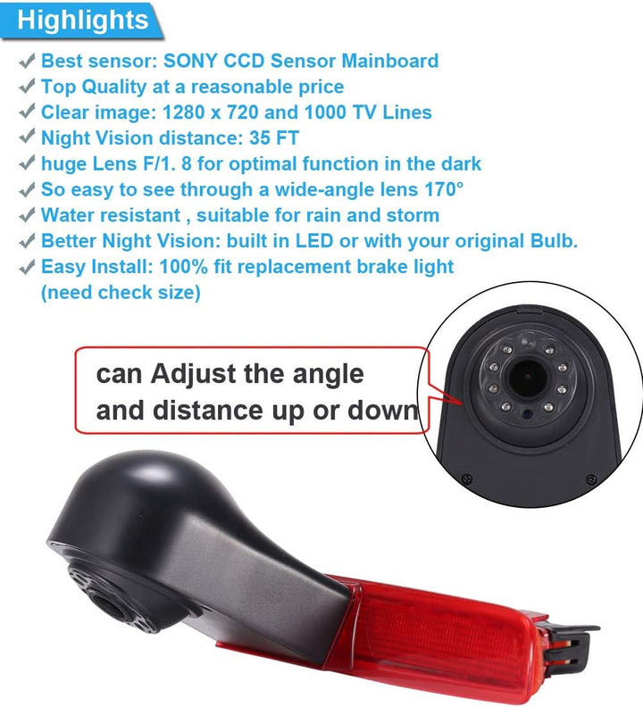 「18mm Linse Top Qualität Rückfahrkamera + 7 Zoll TFT LCD Bildschirm Monitor」Bremsleuchte Auto Dach R