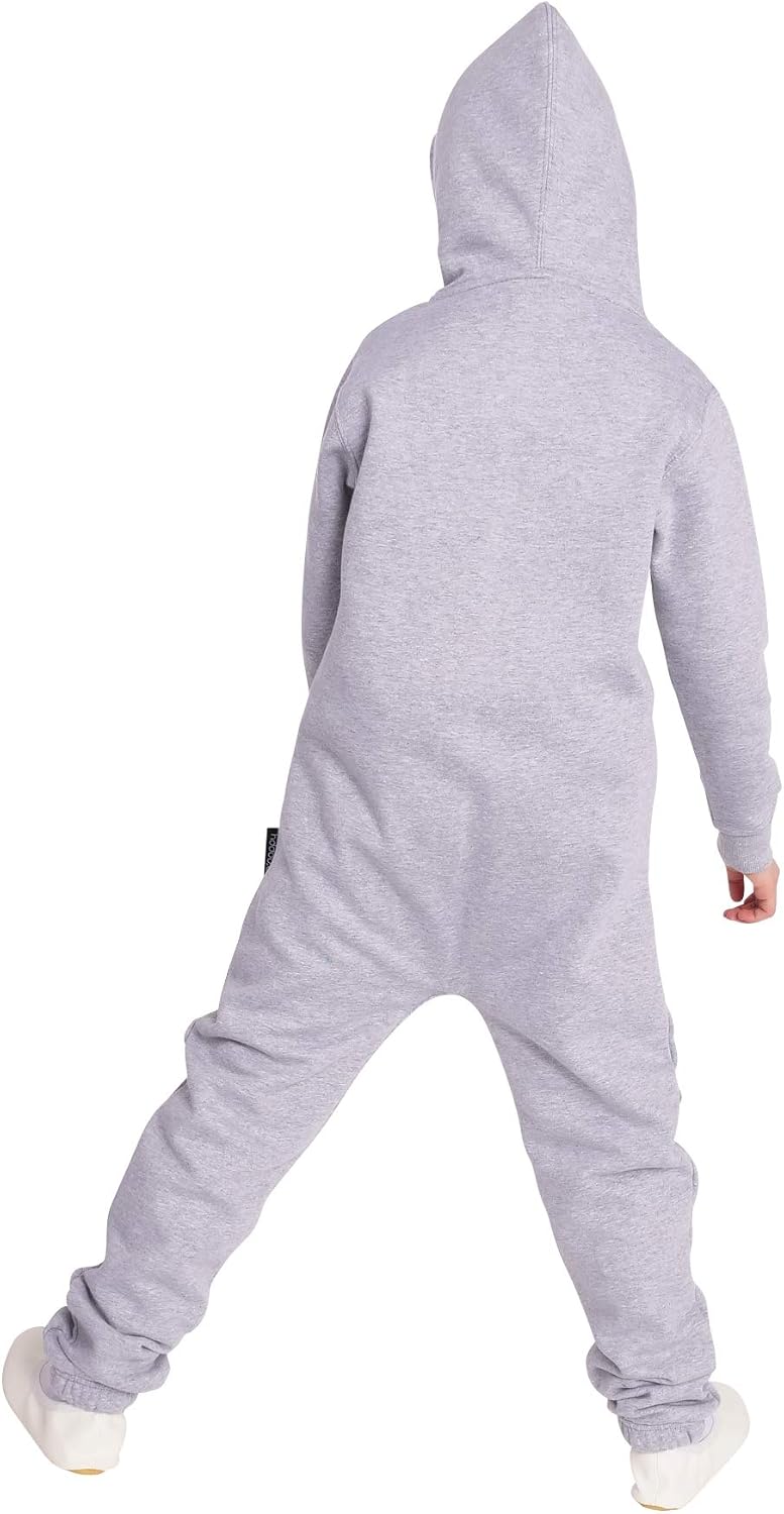 O'Poppy Kinder Jumpsuit Teddy einteilig Jungen Mädchen Overall Kids 122-128 Hellgrau, 122-128 Hellgr