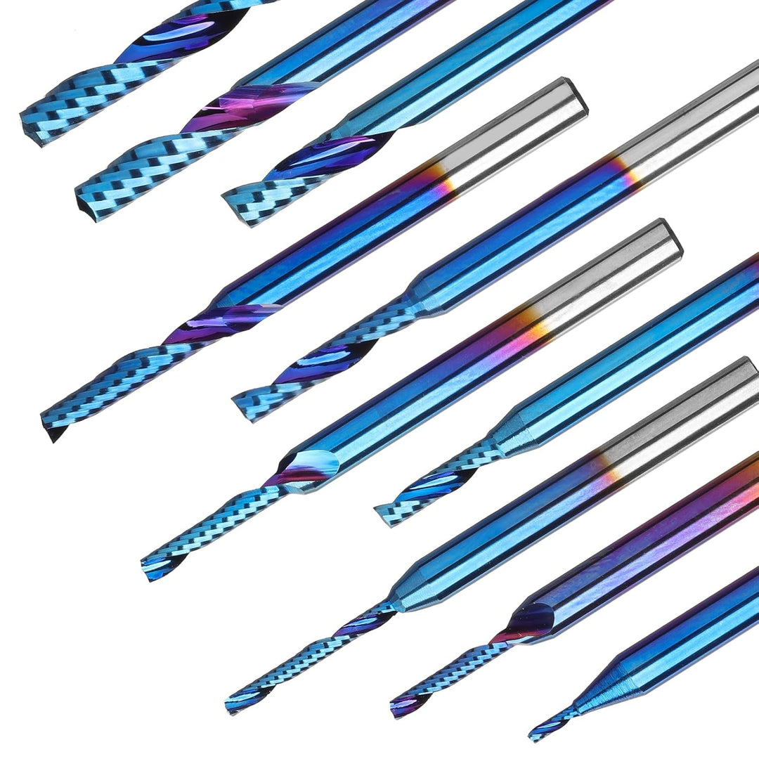 Genmitsu 1/8 Zoll Schaft 10pcs Carbide Spiral O Flute (Single Flute) End Mill CNC Router Bits, 91,5