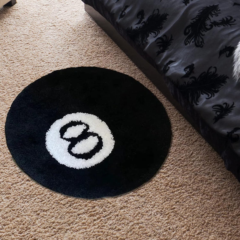 Aisny Teppiche Schwarz Weiss für 8 Bälle, 60cm Waschbar Dekor rutschfeste Teppich Beflockt, Anti-Rut
