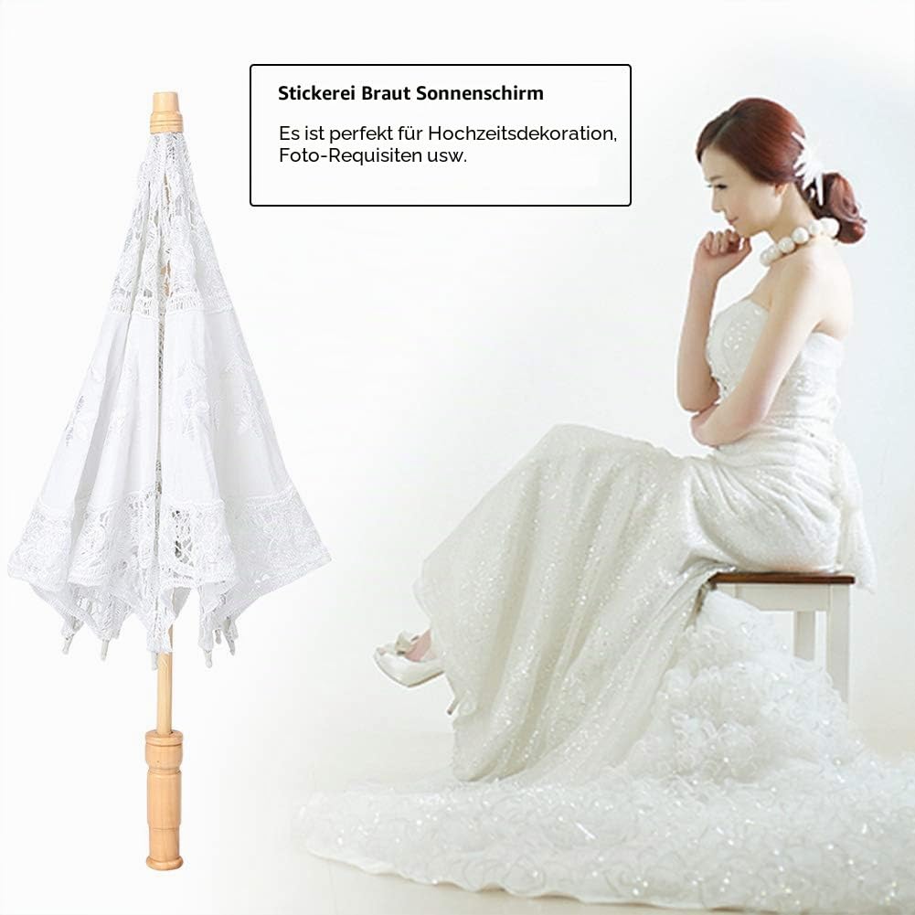 Zerodis Spitze Blumenschirm, handgemachte Stickerei Sonnenschirm Hochzeit Braut Fotografie Sonnensch