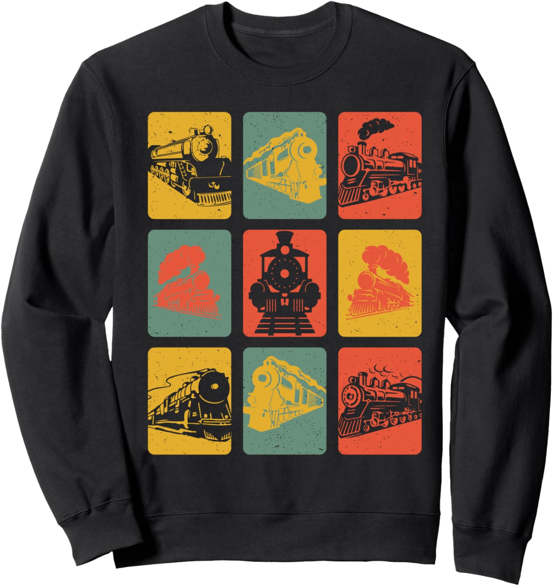 Retro Vintage Eisenbahn Dampflok Lokomotive Zug Modellbahn Sweatshirt