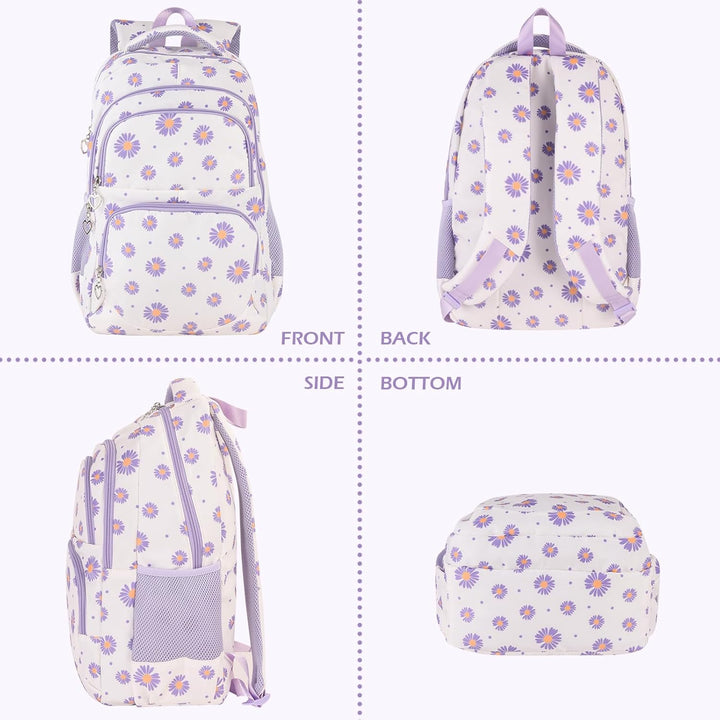 Schulrucksack Mädchen Teenager Damen Schultasche Rucksack Set Gänseblümchen Schulranzen für Mädchen