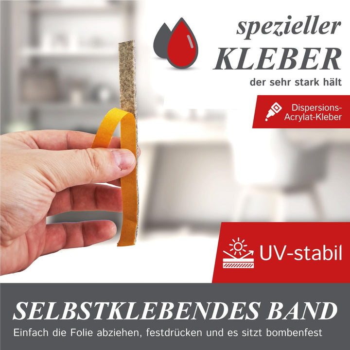 The Felt Store Filzband selbstklebend, 40mm breit, 4mm stark, 4m lang, Grau meliert, Klapperschutz,