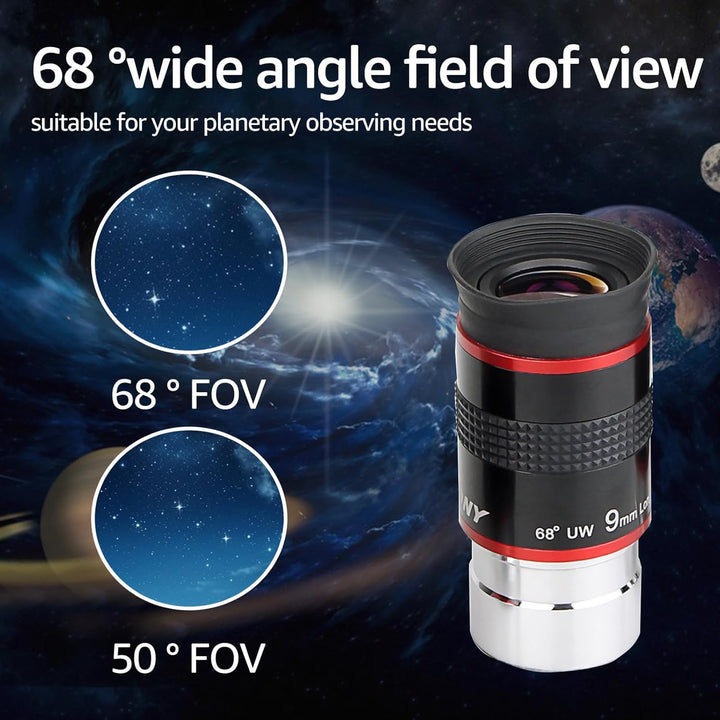 Svbony Okular 1,25”, 9mm FMC Linse 68° Weitwinkel Teleskop Okular, Scharfe Bilder Angenehmes Sichtfe