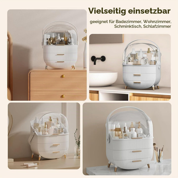 Make up Organizer Aufbewahrungsbox, Kosmetik Vitrine mit Transparentem Deckel, Staubdichte Kosmetik