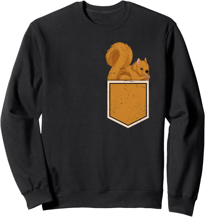Tier des Waldes Waldtier Niedliches Brusttasche Eichhörnchen Sweatshirt