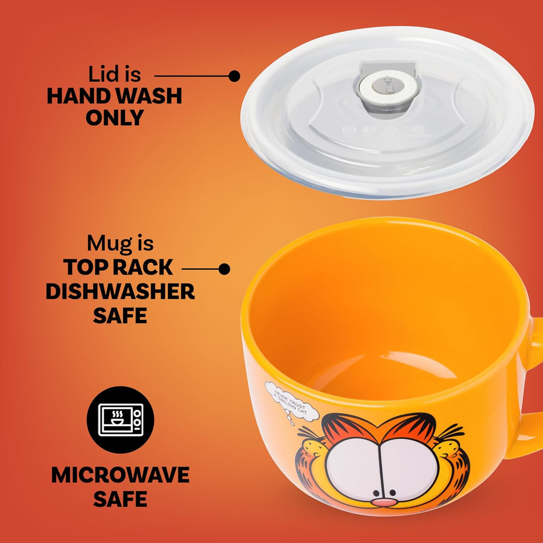 Silver Buffalo Garfield Keramik-Suppentasse mit belüftetem Kunststoffdeckel, 680 ml Garfield Never T