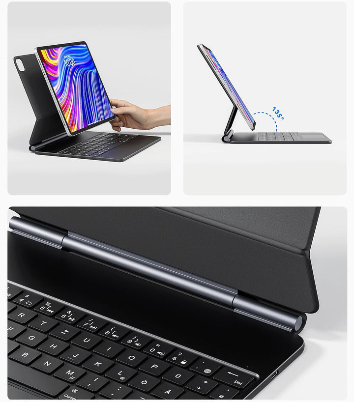 Earto iPad Pro 12,9 Tastatur 2022, Magnetische Freischwebende Tastatur Hülle mit Touchpad, 7-Farbige
