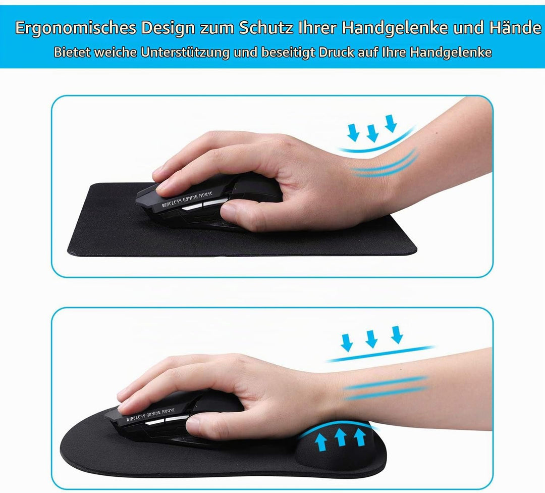 GIM Mauspad mit Gelkissen Tastatur Handballenauflage Maus mit handgelenkauflage schwarz mausmatte er