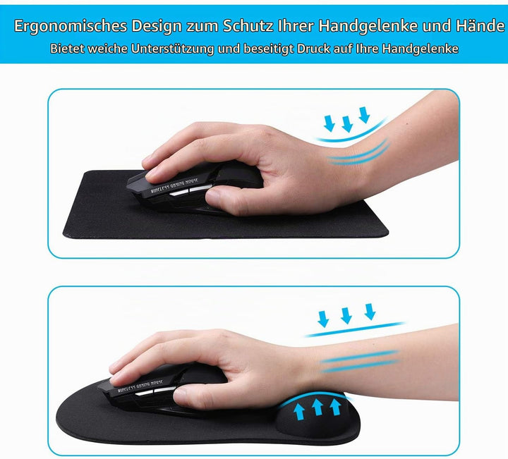 GIM Mauspad mit Gelkissen Tastatur Handballenauflage Maus mit handgelenkauflage schwarz mausmatte er
