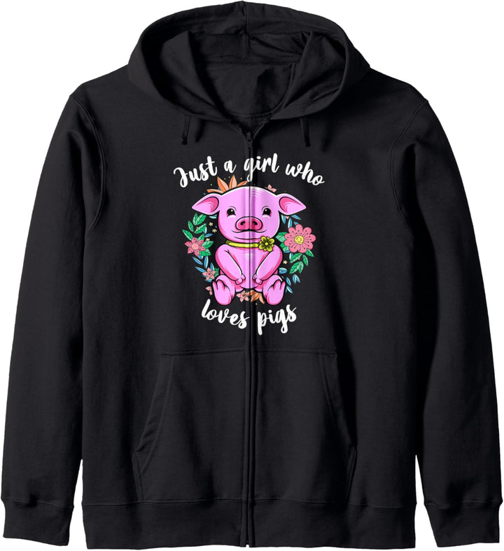 Just a Girl who loves Pigs Landwirtschaft Trecker Biobauer Kapuzenjacke