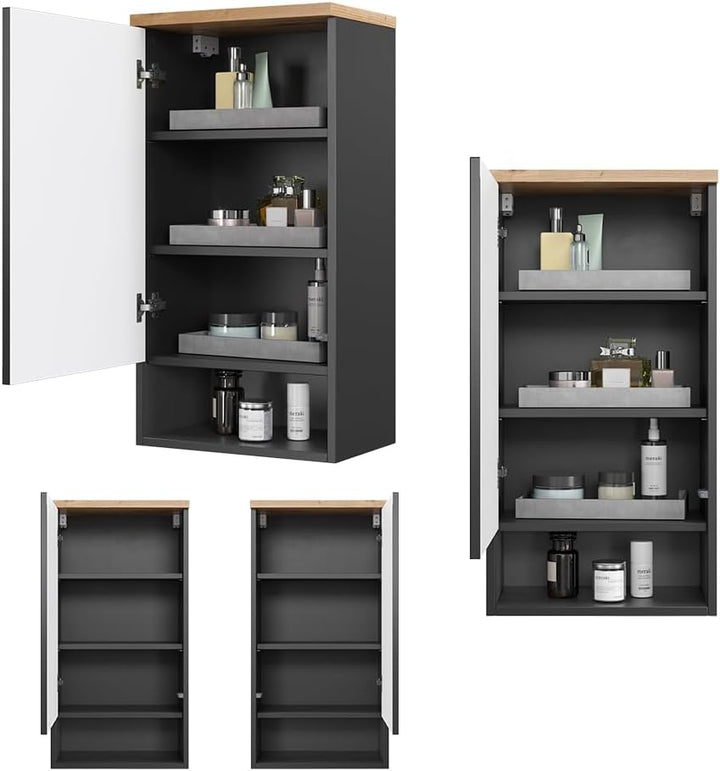 Vicco Badschrank Eden, Anthrazit/Artisan-Eiche, 40 x 77 cm Anthrazit Hängeschrank, Anthrazit Hängesc