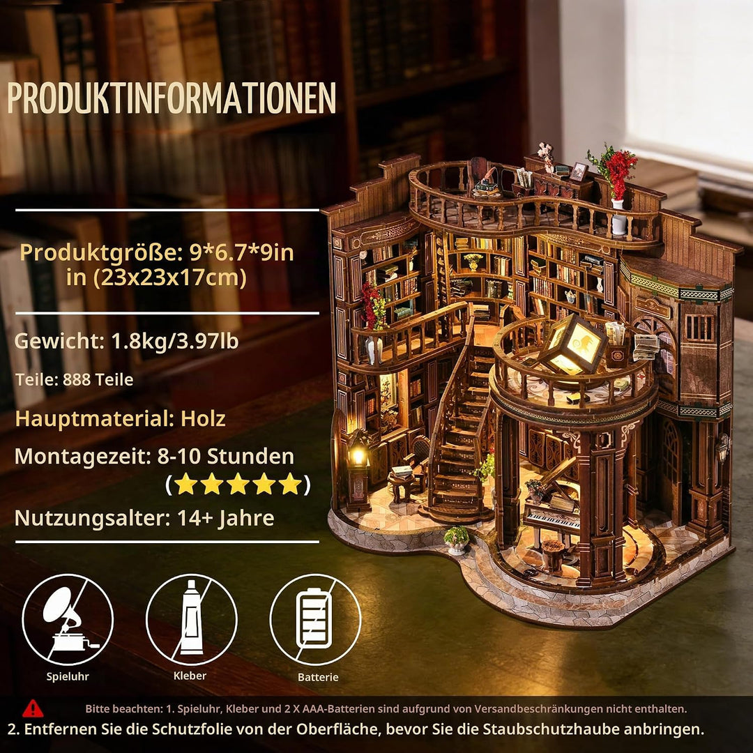 Book Nook Kit für Erwachsene - CRIOLPO DIY Miniatur Haus Holzpuzzle 3D Puppenhaus - Buchstütze für B