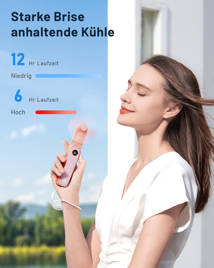 SWEETFULL 11.4cm Tragbarer Mini Ventilator leise, 3 IN 1 Handventilator | Akku Aufladbar,Kleiner Tas