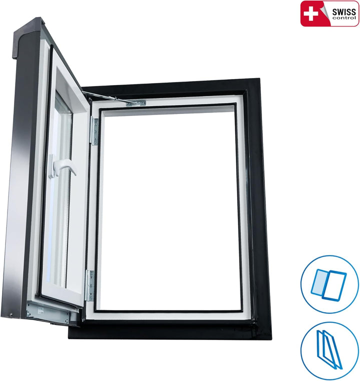 SkyLight Kunststoff Dachausstiegsfenster Loft mit 3-fach Verglasung, energieeffizient, Drehfenster m