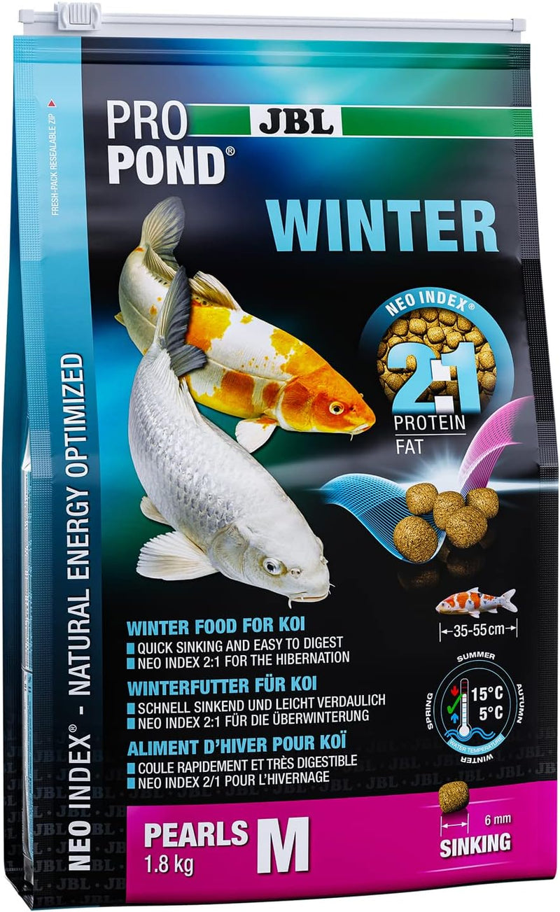 JBL Winterfutter für Koi, Sinkende Futterperlen, Saisonfutter, ProPond Winter, Grösse M, 1,8 kg 1.8