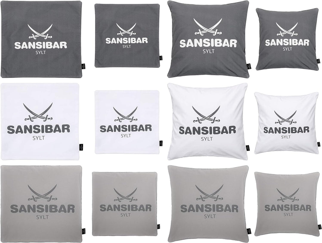 Sansibar Kissen Zierkissen Dekokissen Sofakissen 100% Baumwolle (Bezug - 45x45 cm - 2er-Set, Weiss/A
