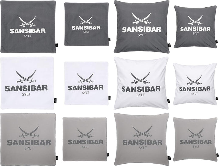 Sansibar Kissen Zierkissen Dekokissen Sofakissen 100% Baumwolle (Bezug - 45x45 cm - 2er-Set, Weiss/A
