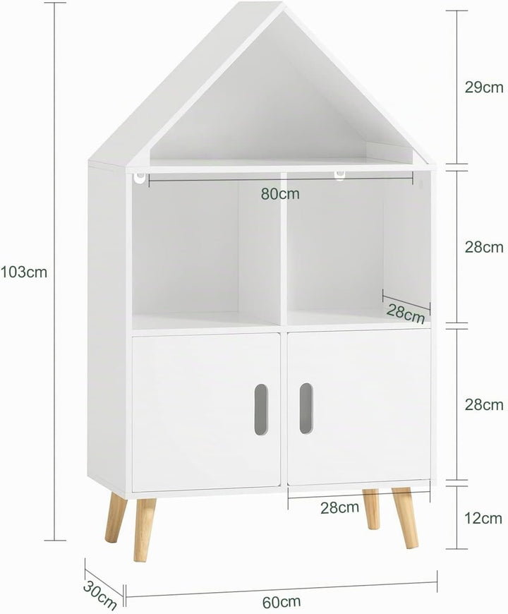 SoBuy KMB58-W Kinderregal mit Haus-Design Bücherregal für Kinder Aufbewahrungsregal Spielzeugregal K