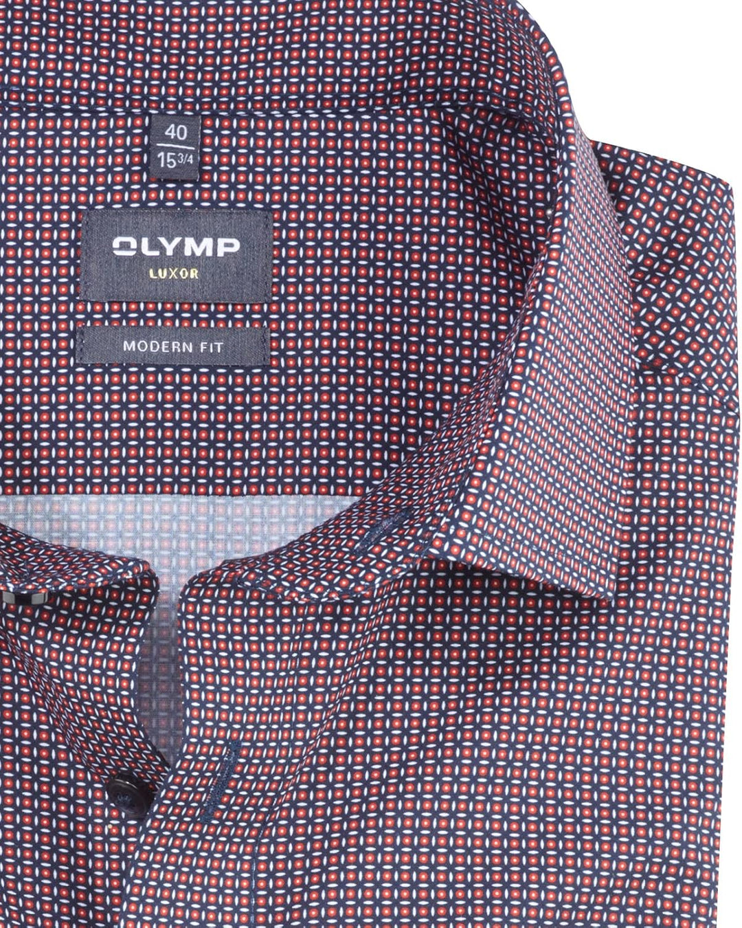 OLYMP Herren Businesshemd Langarm Luxor,Digitaldruck,modern fit,Global Kent 37 Rot 35, 37 Rot 35