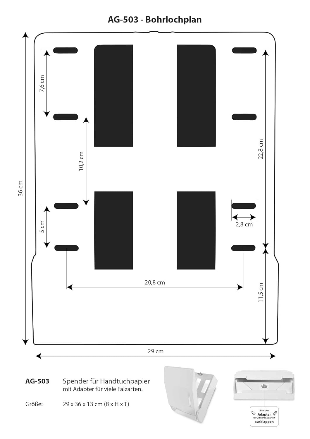 Handtuchpapierspender im Set | weiss, Kapazität für ca. 600 Blatt | mittlere Grösse | Sichtfenster z