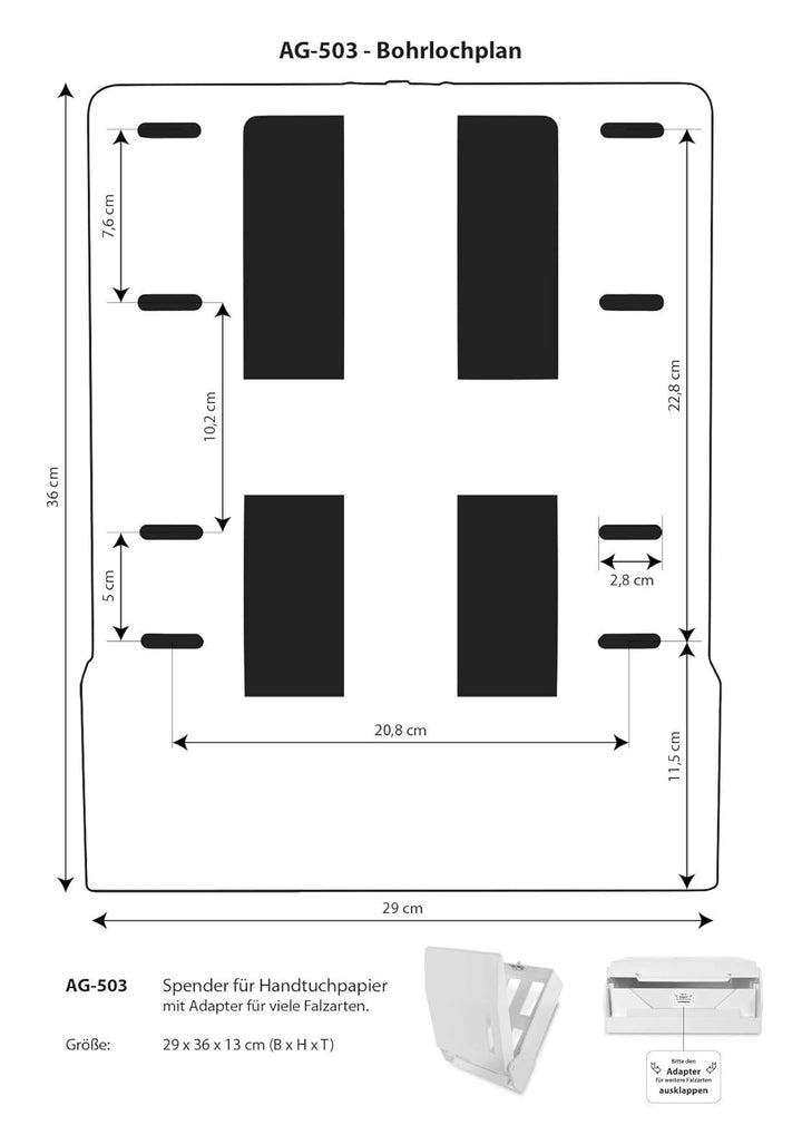 Handtuchpapierspender im Set | weiss, Kapazität für ca. 600 Blatt | mittlere Grösse | Sichtfenster z