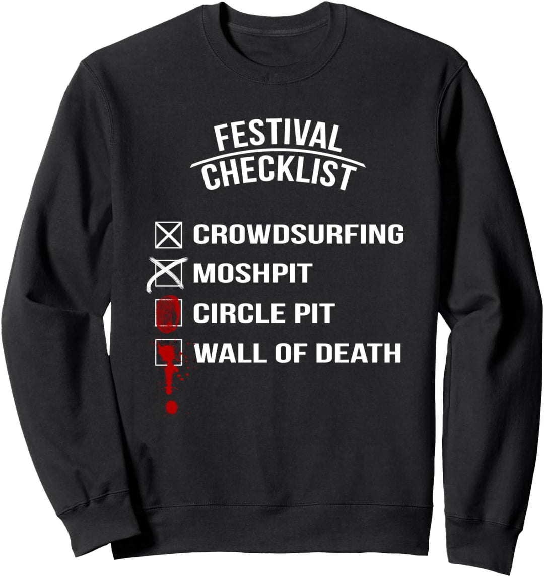 Metal und Rock - Festival Checkliste Sweatshirt