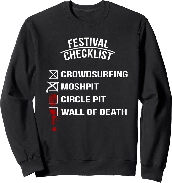 Metal und Rock - Festival Checkliste Sweatshirt