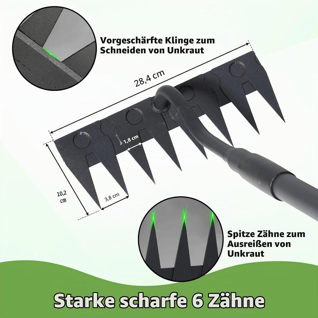 Garten Harke, 140cm Langer Griff, 8 Zinken Schwerlast Gartenrechen Metal Kohlenstoffstahl Garten Rec