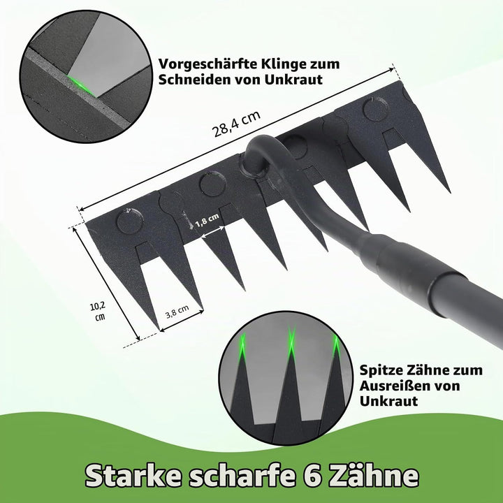 Garten Harke, 140cm Langer Griff, 8 Zinken Schwerlast Gartenrechen Metal Kohlenstoffstahl Garten Rec
