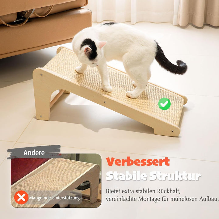 PETKARAY L-förmiges Dual-Use Sisal Kratzbrett für Katzen, 64 cm Hohe Kratzsäule aus Natürlichem Sisa