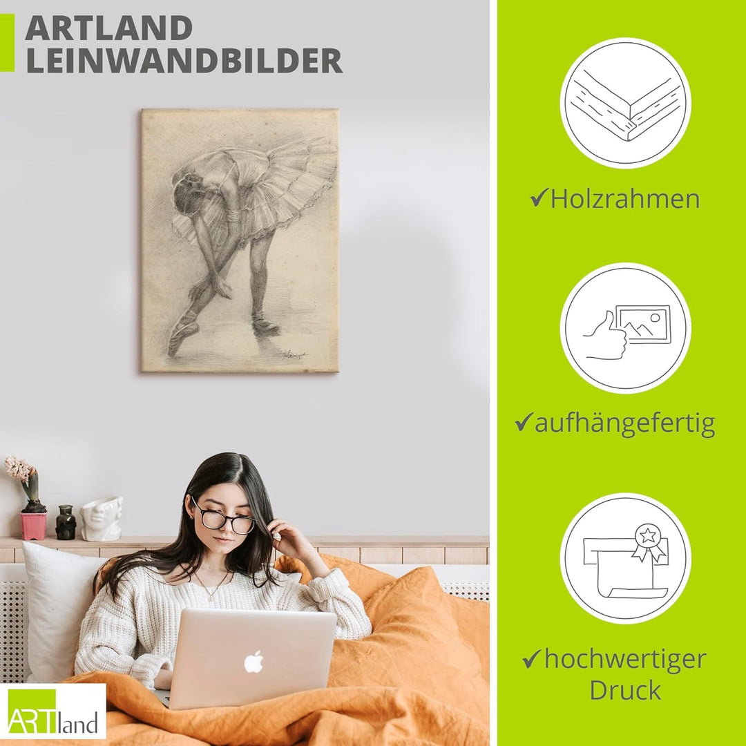 ARTland Leinwandbilder Wandbild Bild auf Leinwand 45 x 60 cm Wanddeko Sport Funsport Tanzen Zeichnun