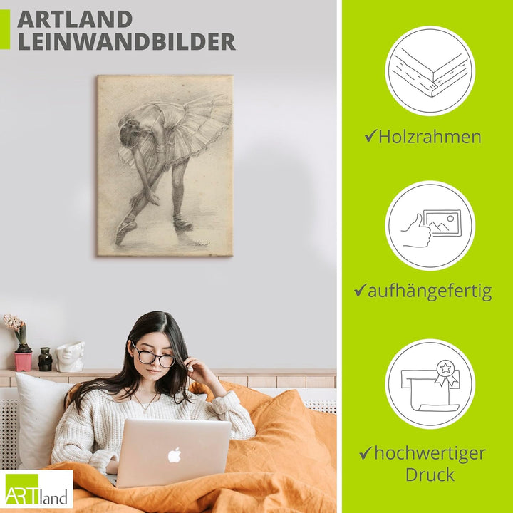 ARTland Leinwandbilder Wandbild Bild auf Leinwand 45 x 60 cm Wanddeko Sport Funsport Tanzen Zeichnun