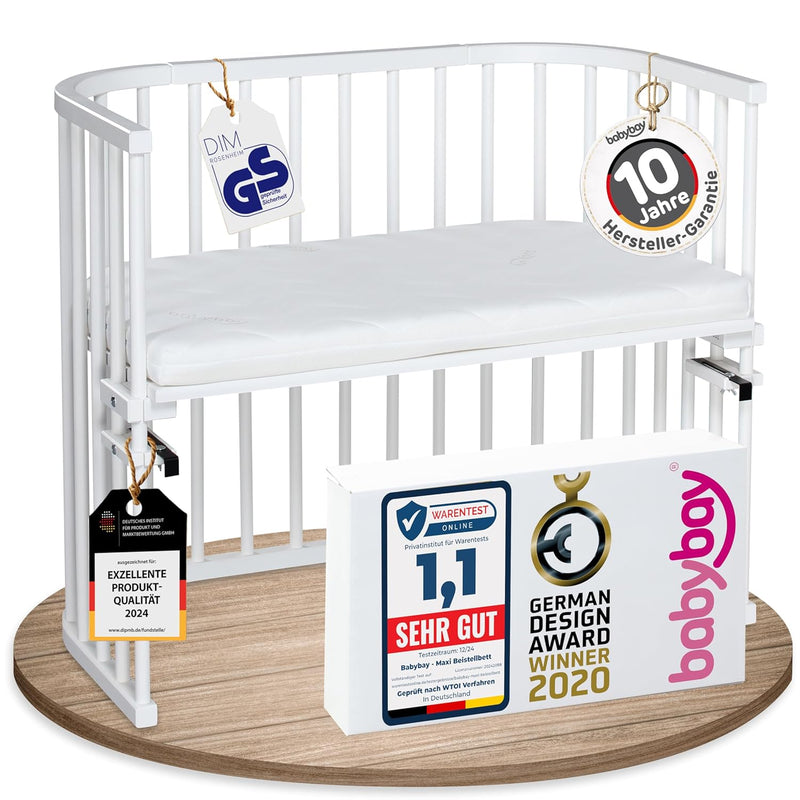 babybay Maxi mit Matratze Classic Soft extra grosses Beistellbett aus massivem Buchenholz / Kinderbe