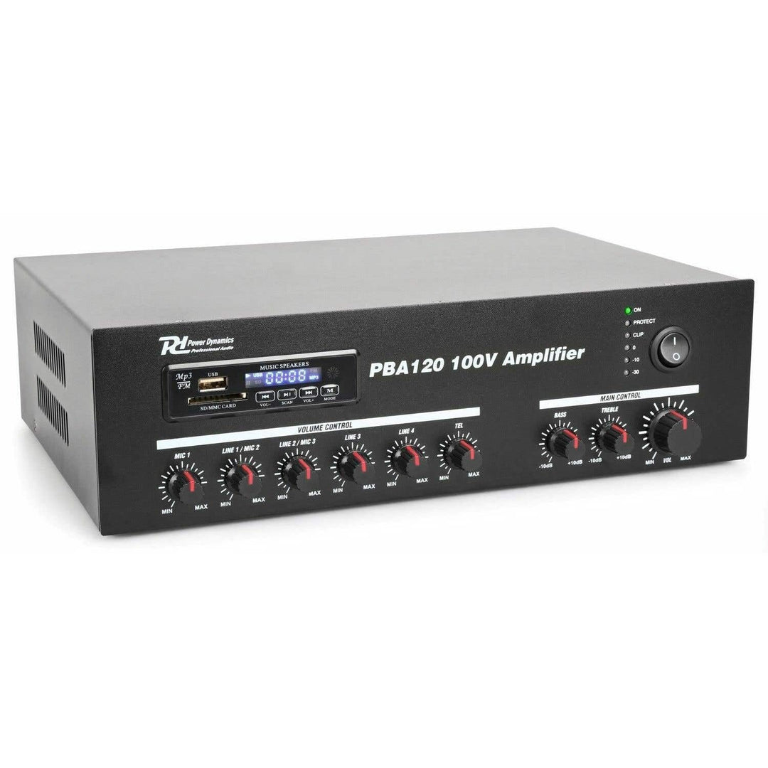 Power Dynamics PBA120 100 V Verstärker 120 W mit MP3-Player, Tuner und Bluetooth