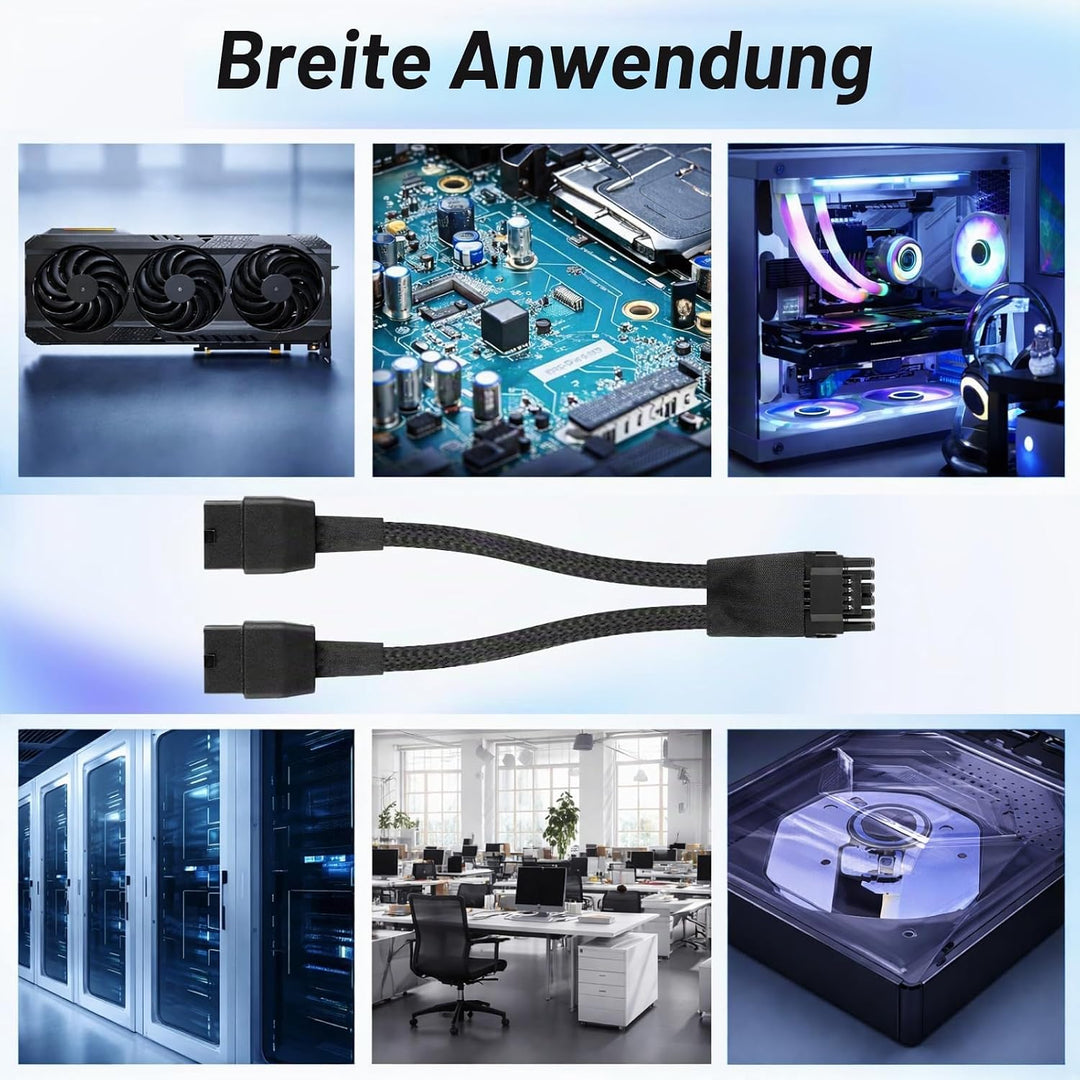 30cm PCI-e 5.0 12VHPWR(12V-2x6) Adapterkabel, 16(12+4) Pin GPU Verlängerungskabel, PCIe 5.0 2x8 Pin